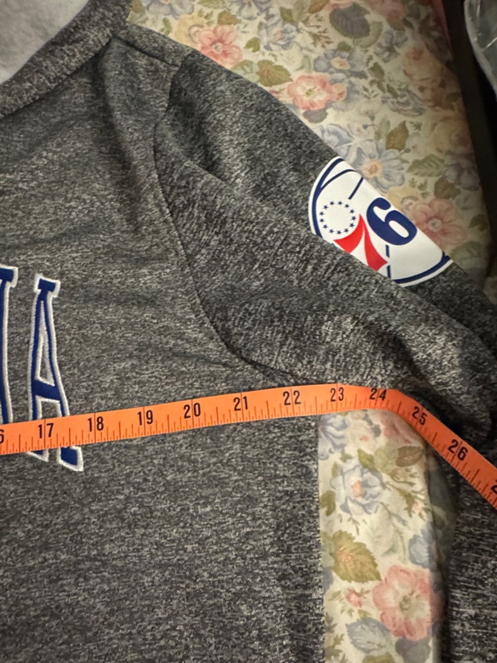 Philadelphia 76ers Sixers NBA Gray Heather Zip-up Hoodie Sweatshirt - Picture 10 of 11